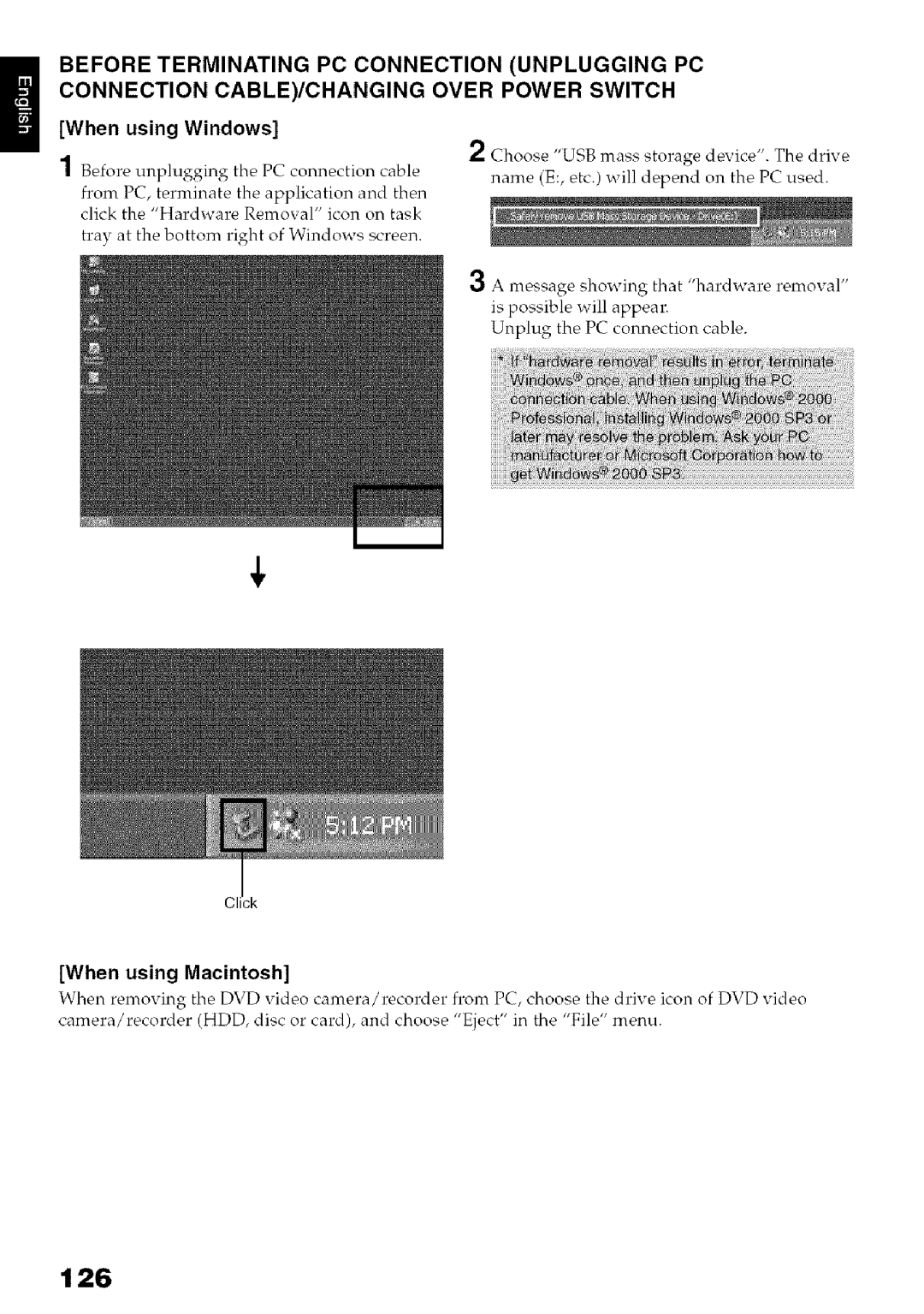 Hitachi DZ-HS3OOA instruction manual 126, When using Windows 