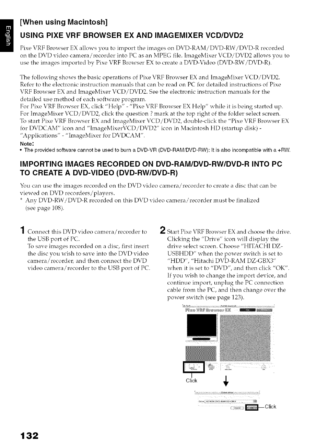 Hitachi DZ-HS3OOA 132, Using Pixe VRF Browser EX and Imagemixer VCD/DVD2, For Dvdcam Icon ImageMixerVCD/DVD2 