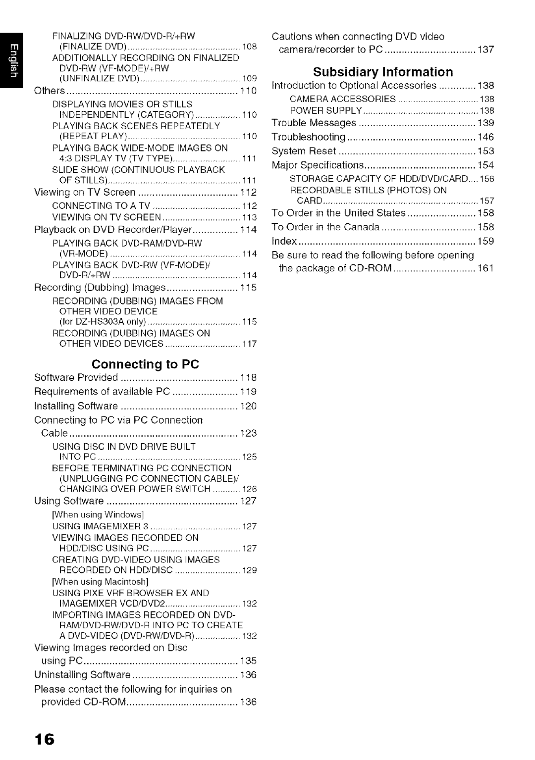 Hitachi DZ-HS3OOA instruction manual To PC, Subsidiary, Information, Camera/recorder, 137 