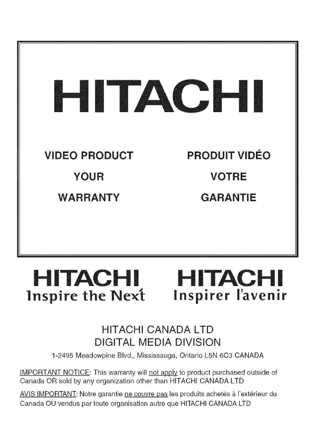 Hitachi DZ-HS3OOA instruction manual Itac H 