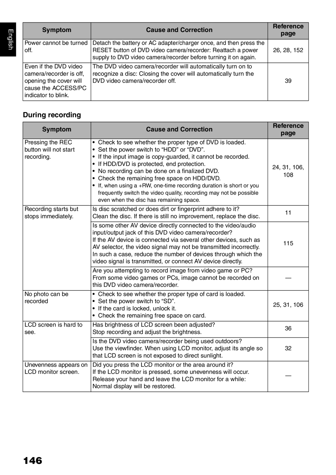 Hitachi DZ-HS500A instruction manual 146, During recording 