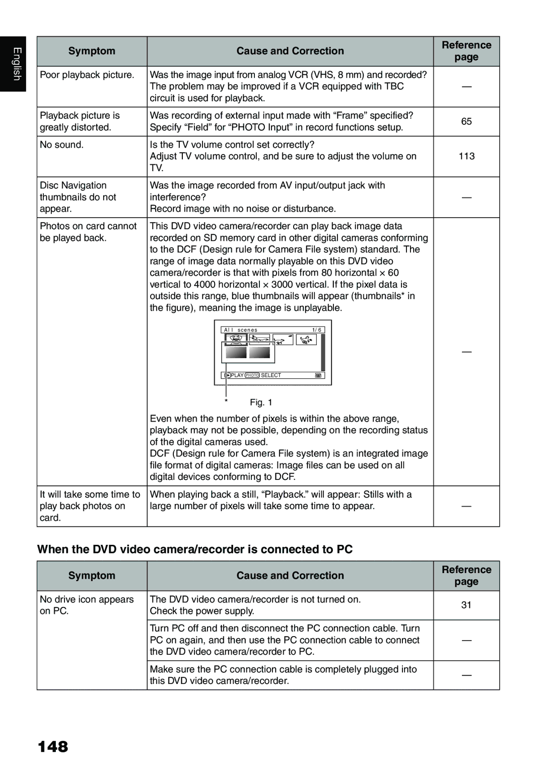 Hitachi DZ-HS500A instruction manual 148, When the DVD video camera/recorder is connected to PC, Poor playback picture 