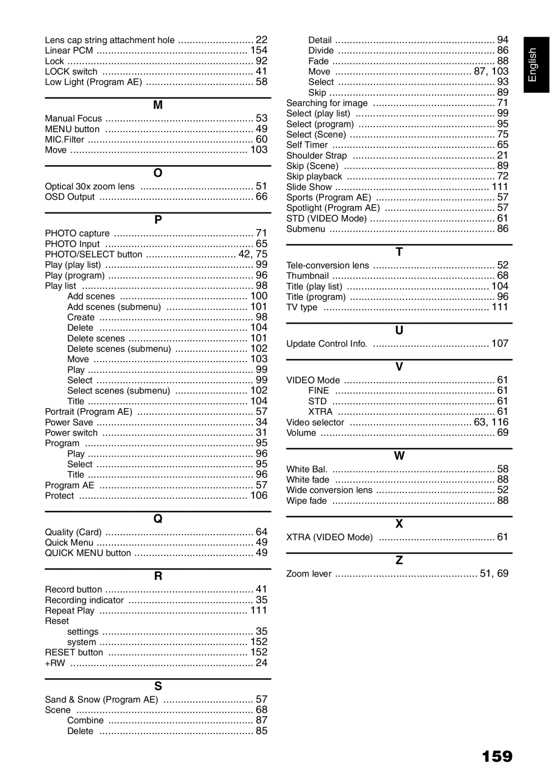 Hitachi DZ-HS500A instruction manual 159, 103 