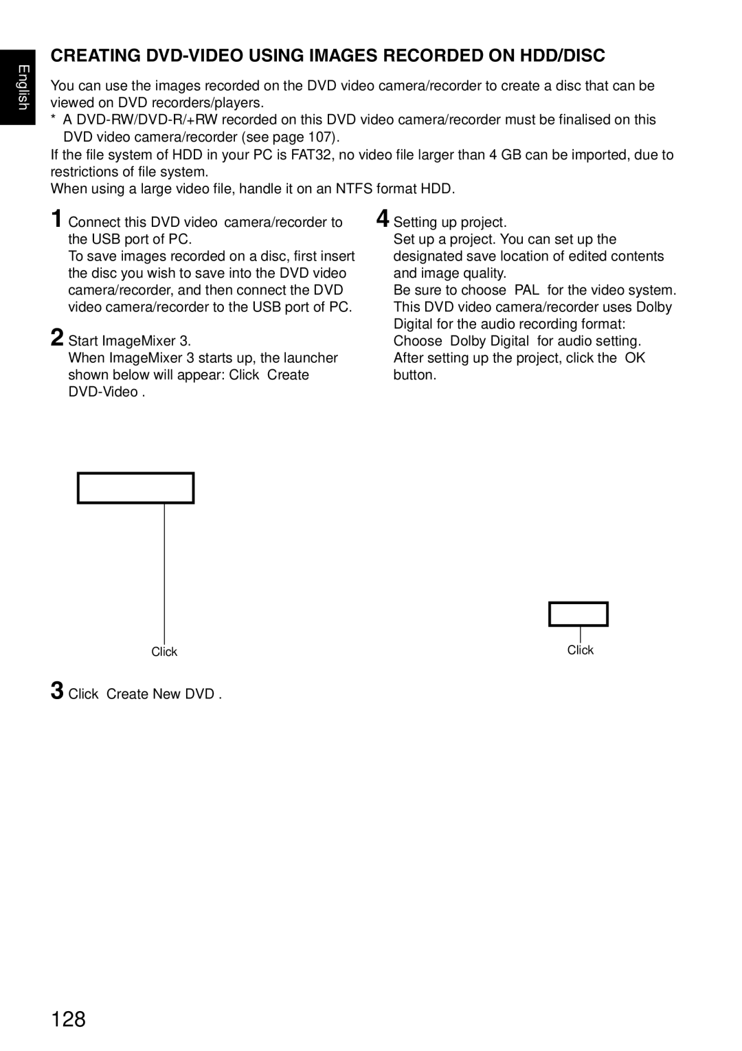 Hitachi DZ-HS500SW instruction manual 128, Creating DVD-VIDEO Using Images Recorded on HDD/DISC 