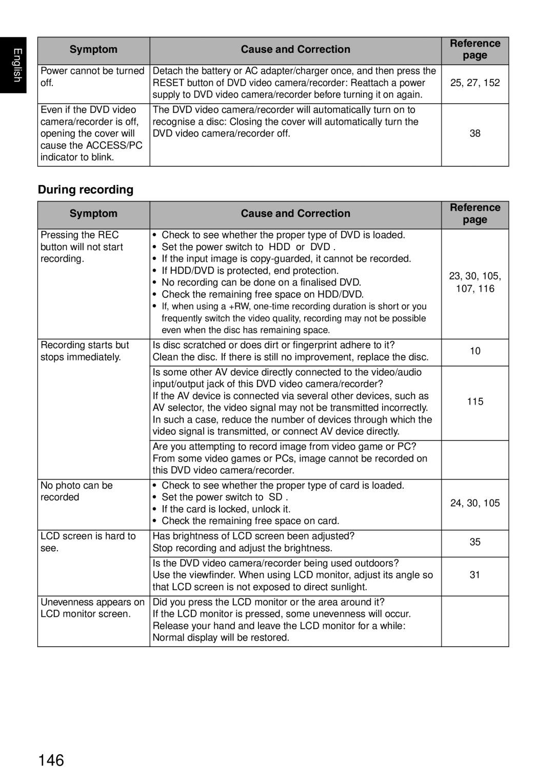 Hitachi DZ-HS500SW instruction manual 146, During recording 