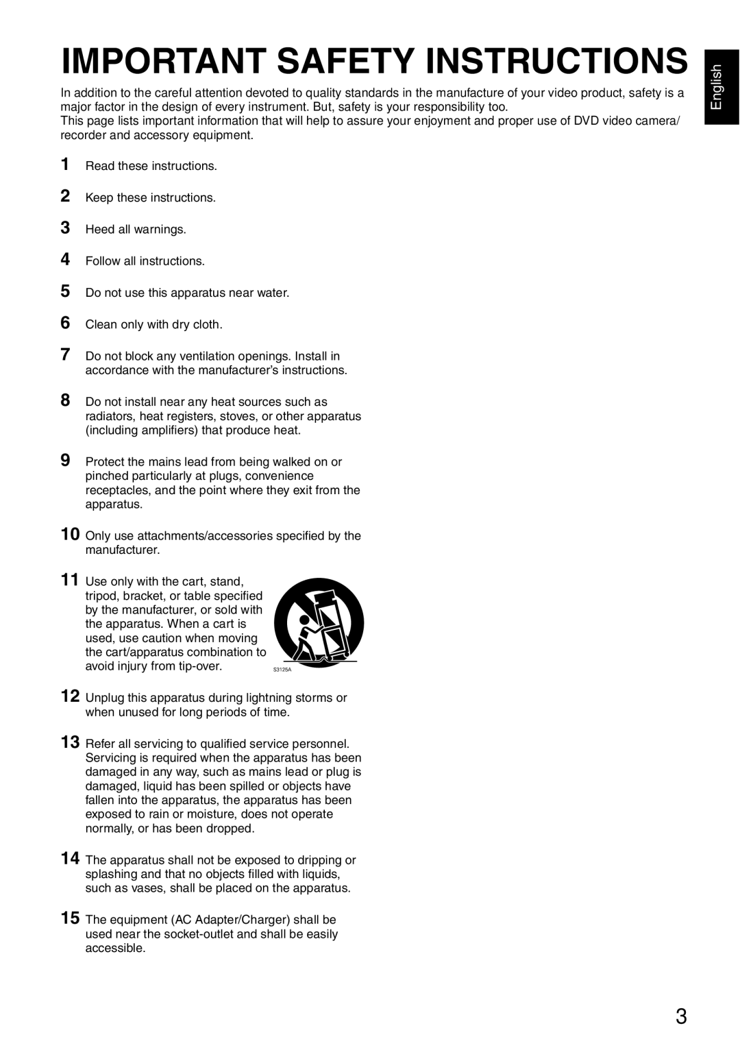 Hitachi DZ-HS500SW instruction manual Important Safety Instructions 