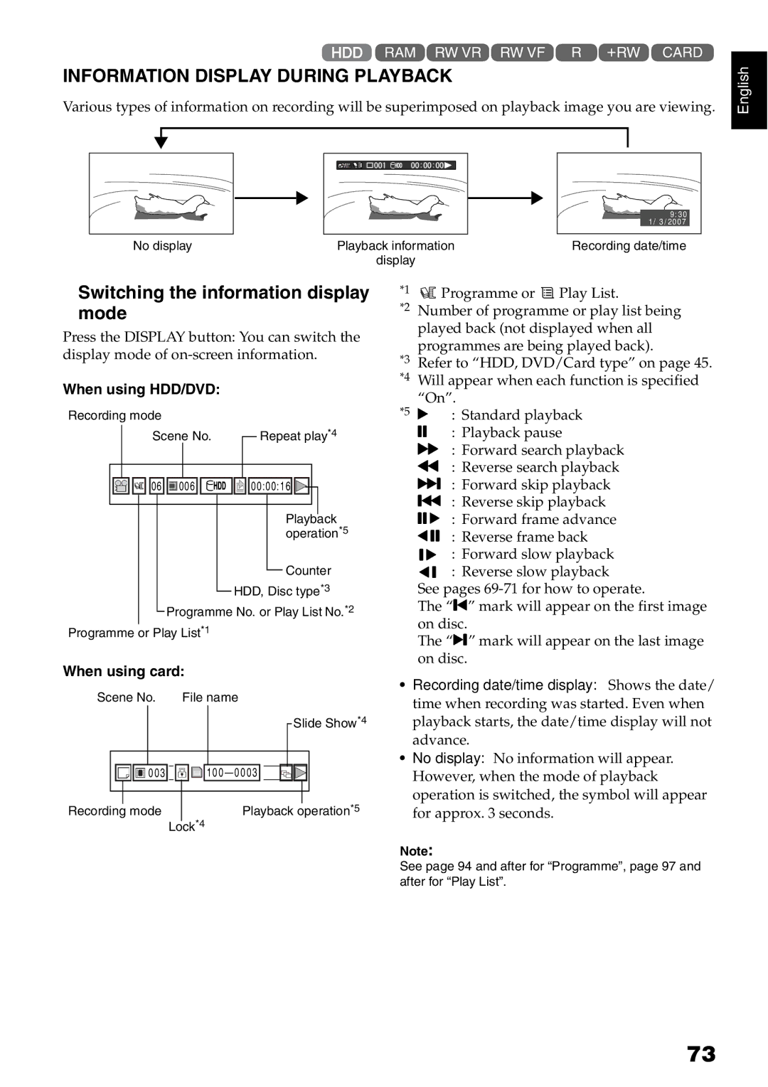 Hitachi DZ-HS500SW instruction manual Information Display During Playback, When using HDD/DVD 