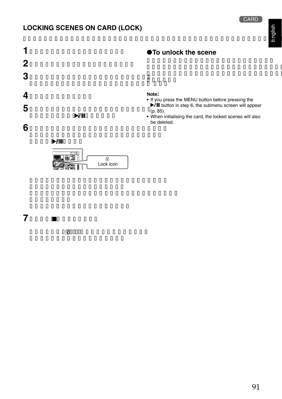 Hitachi DZ-HS500SW instruction manual Locking Scenes on Card Lock, To unlock the scene 