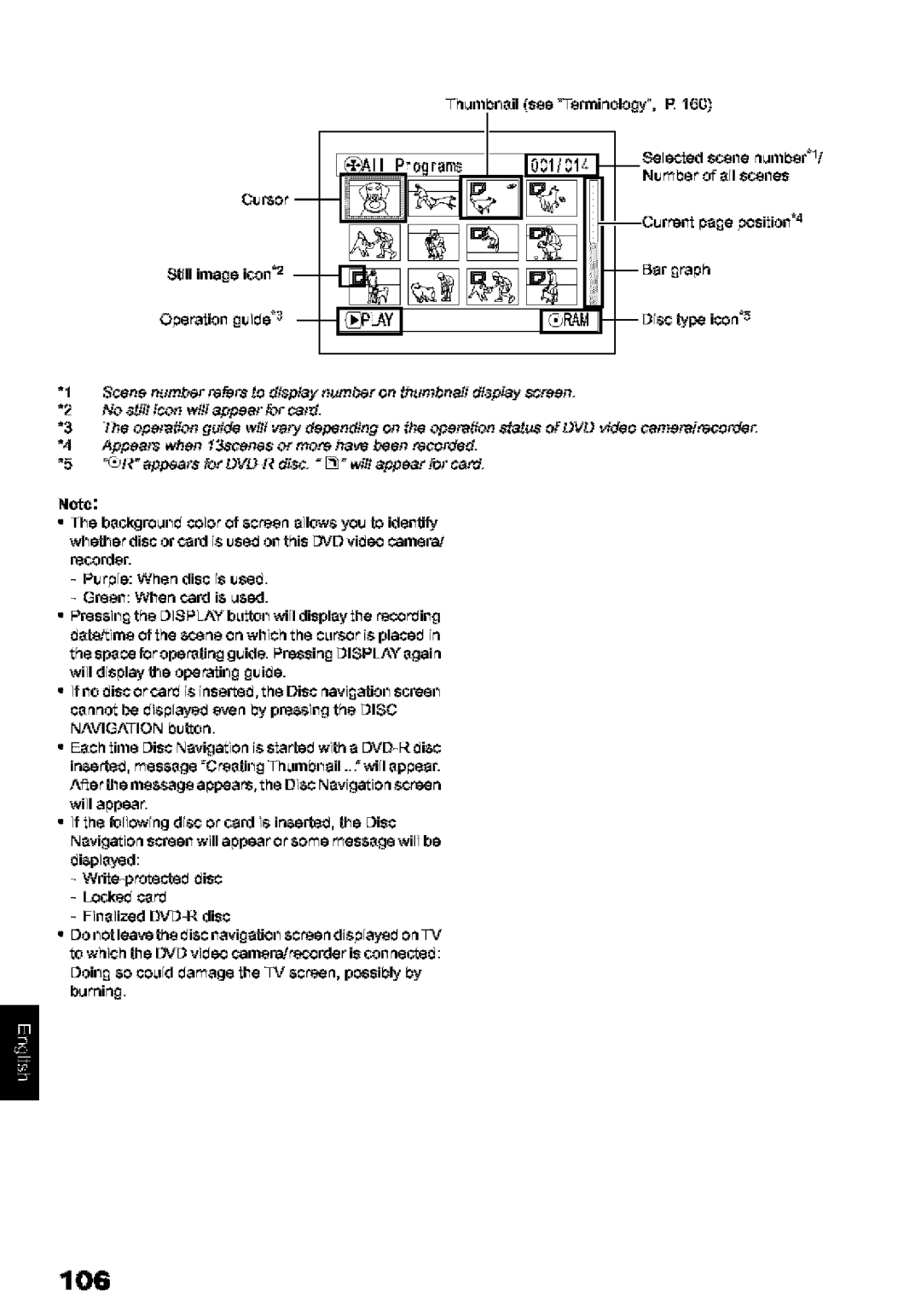 Hitachi DZ-MV580A instruction manual 106, Prple Wlen disc issecL, Rsil te 111.¥bLll will display the infj, Brnin 