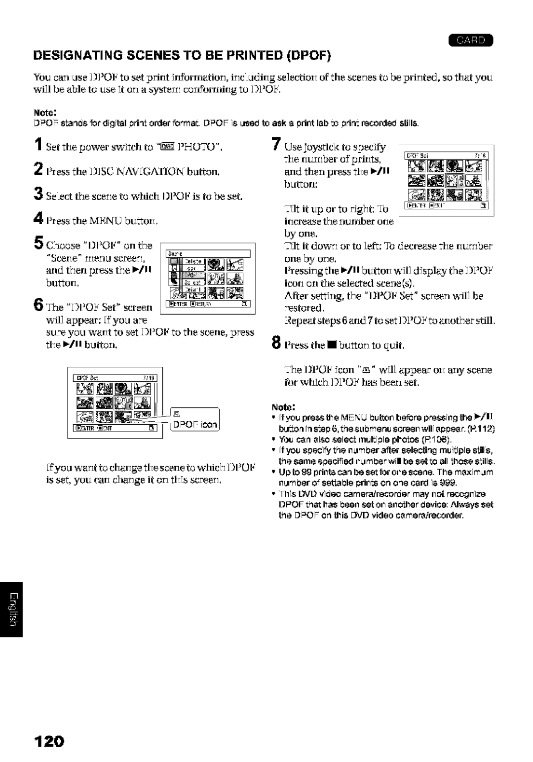 Hitachi DZ-MV580A Designating Scenes to be Printed Dpof, Press the button *o quit, Arid tlrl press tl k/ll 