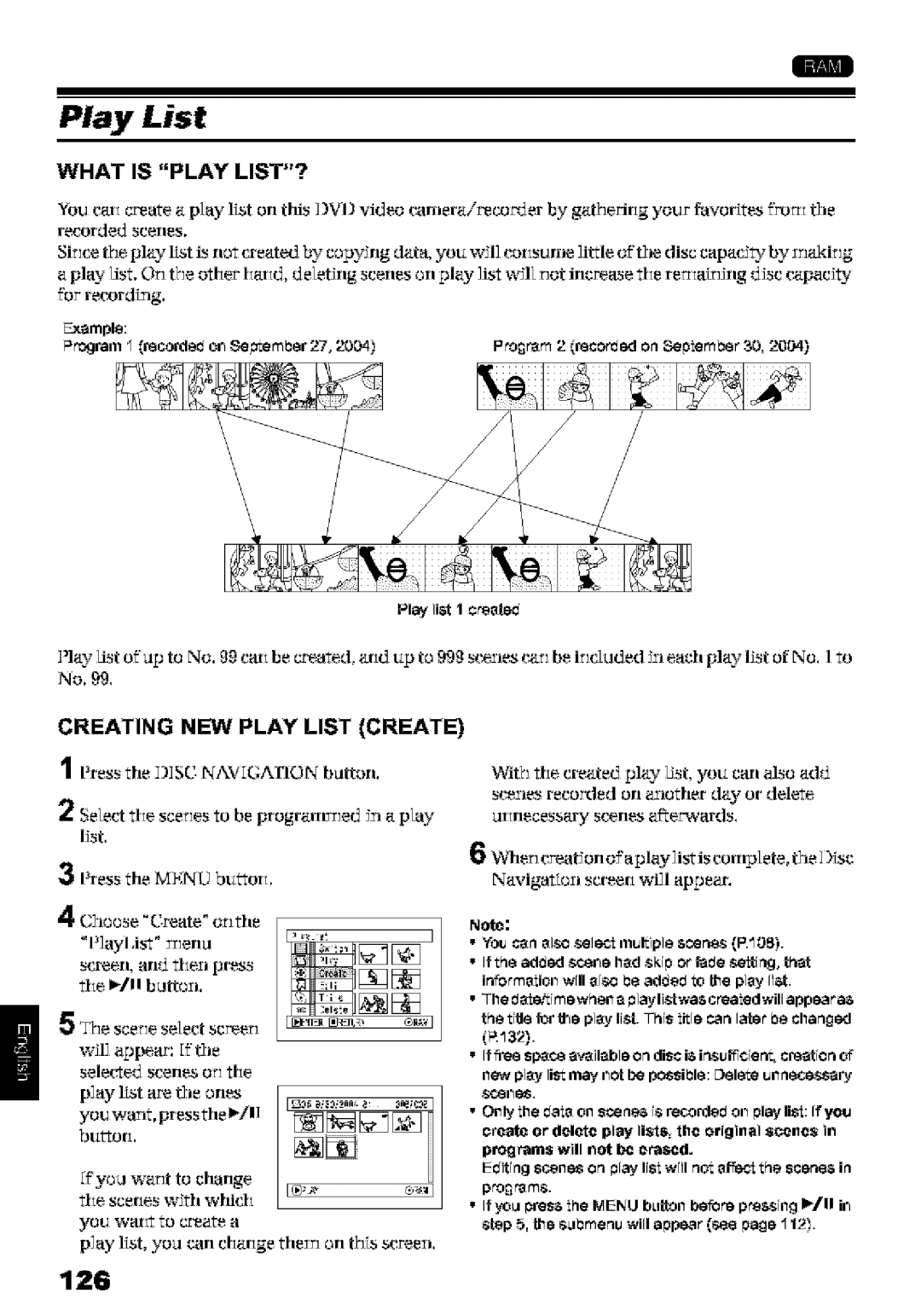 Hitachi DZ-MV580A instruction manual 126, What is Play LIST?, Creating NEW Play List Create, You want to create a 