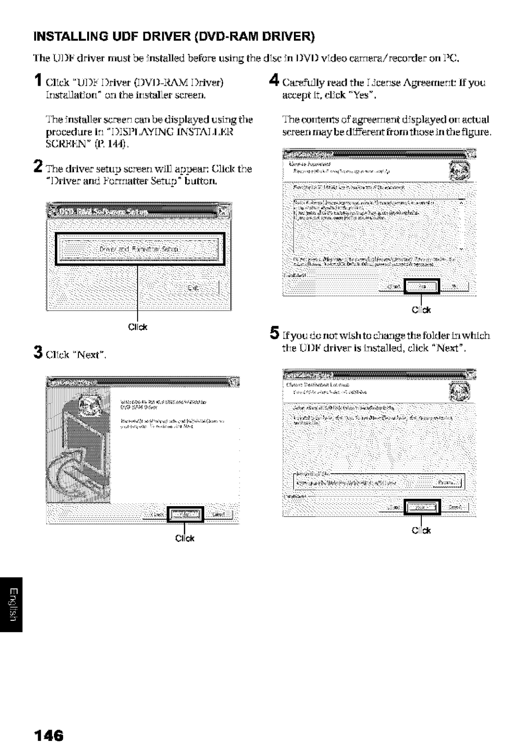 Hitachi DZ-MV580A instruction manual 146, Installing UDF Driver DVD-RAM Driver, Click UIL Iriver I.qVI-XMIriver 