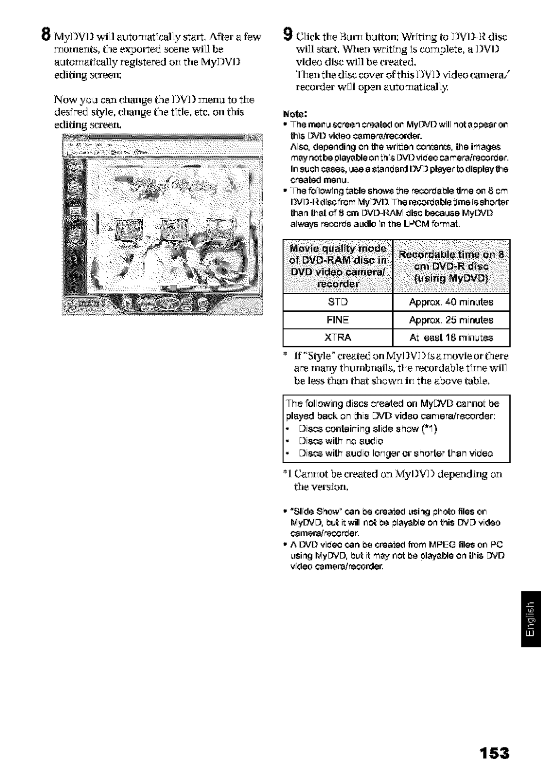 Hitachi DZ-MV580A instruction manual 153, Appn mimdes, Approx ,5 rhinuts, Ki least 18 minui$ 