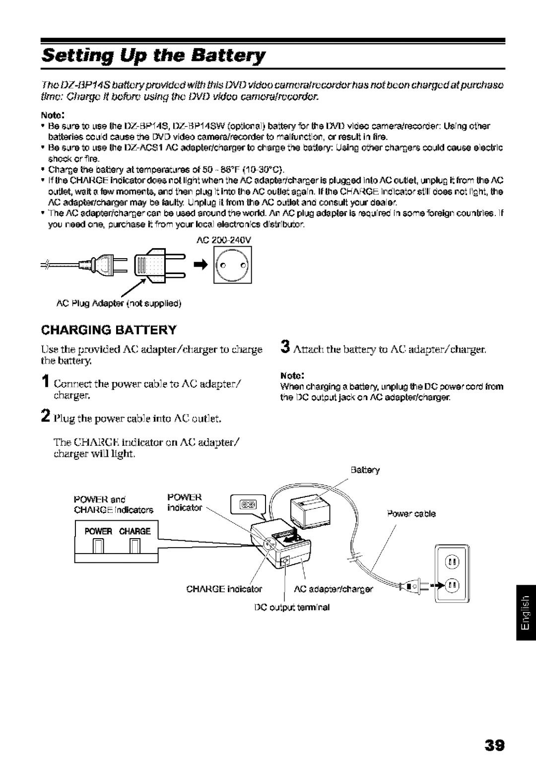 Hitachi DZ-MV580A instruction manual Setting Up the Battery, DZ-F148, DZ-BP14SW epiiona 