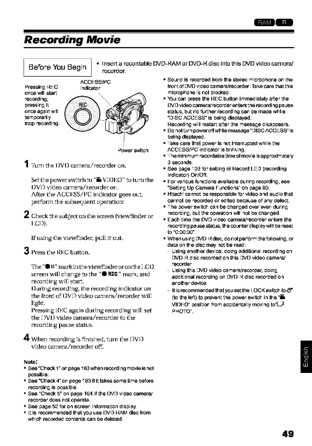 Hitachi DZ-MV580A instruction manual Whet recordtrg is fshed, turt, Video carierairecorder off 