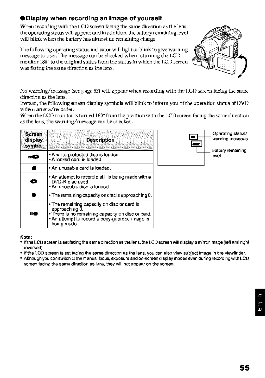 Hitachi DZ-MV580A $Display when recording an image of yourself, Rneage Llser, he rneage cl, I,Ci, CI screen 