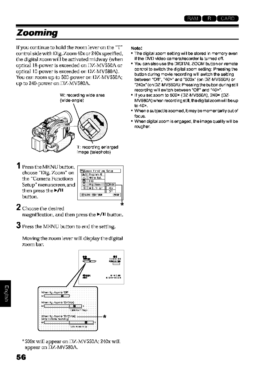 Hitachi DZ-MV580A instruction manual Rerdirlg wide area, Whe a t iszed, itmy 13eeeilzariyotltOf fo3L 