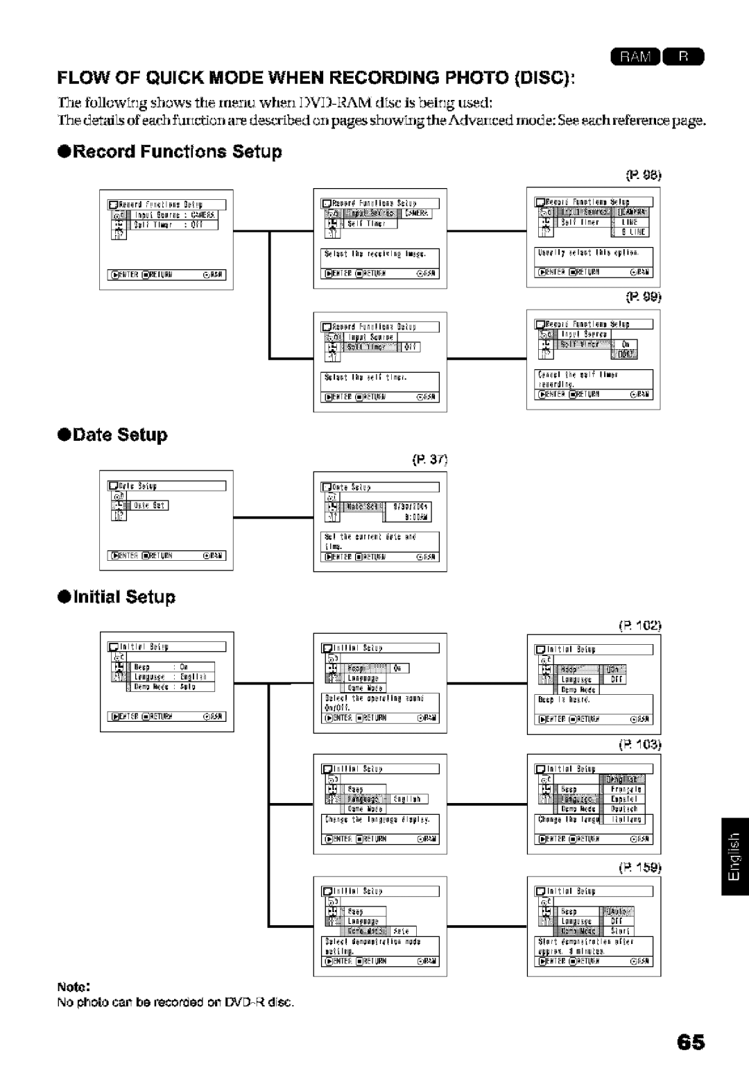 Hitachi DZ-MV580A instruction manual Flow of Quick Mode When Recording Photo Disc, NOphoo can be recorcJeon DV- disc 