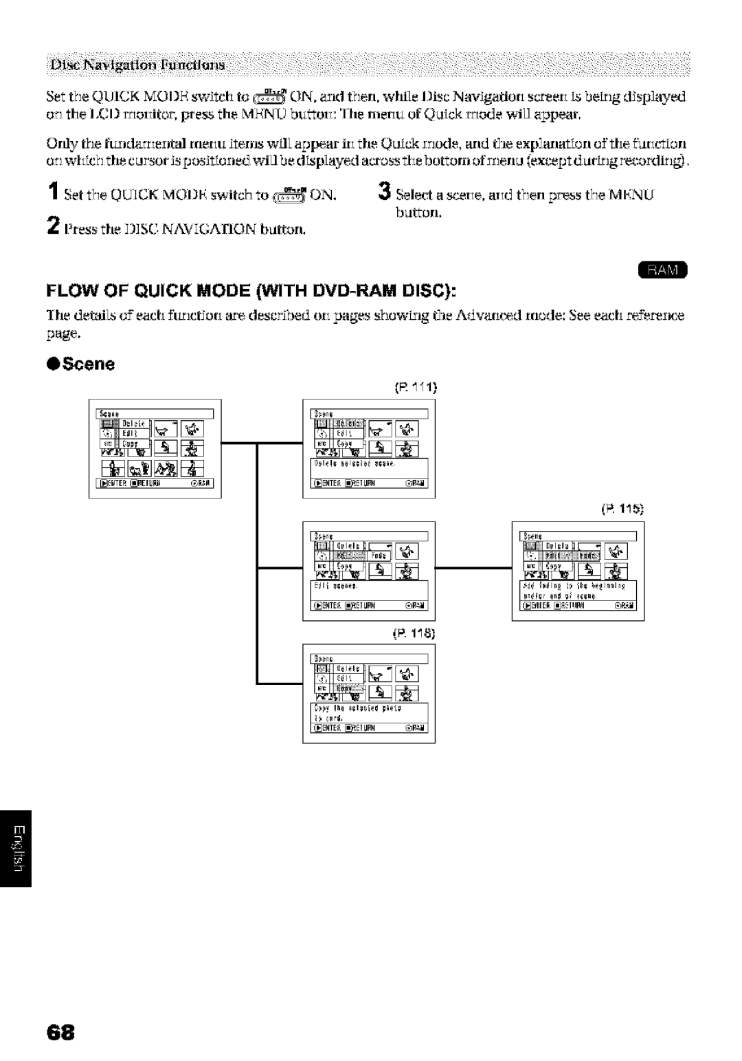 Hitachi DZ-MV580A instruction manual Flow of Quick Mode with DVD-RAM Disc, Isc laxrJgaOor street f bell g d spayed 