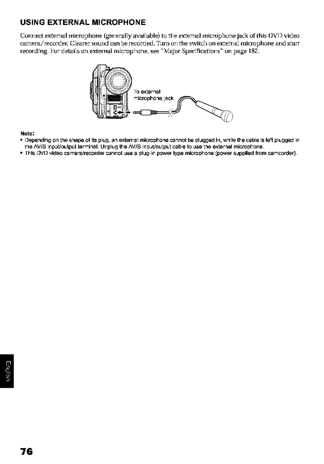 Hitachi DZ-MV580A instruction manual Using External Microphone, To eernl 