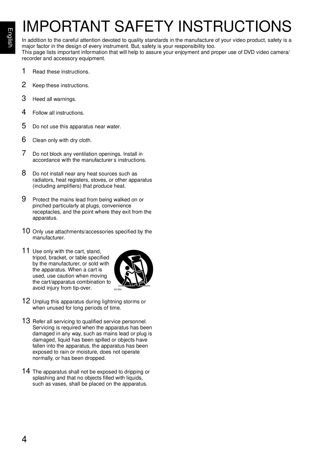 Hitachi DZ-MV730E, DZ-MV750E, DZ-MV780E, DZ-GX20E instruction manual Important Safety Instructions 