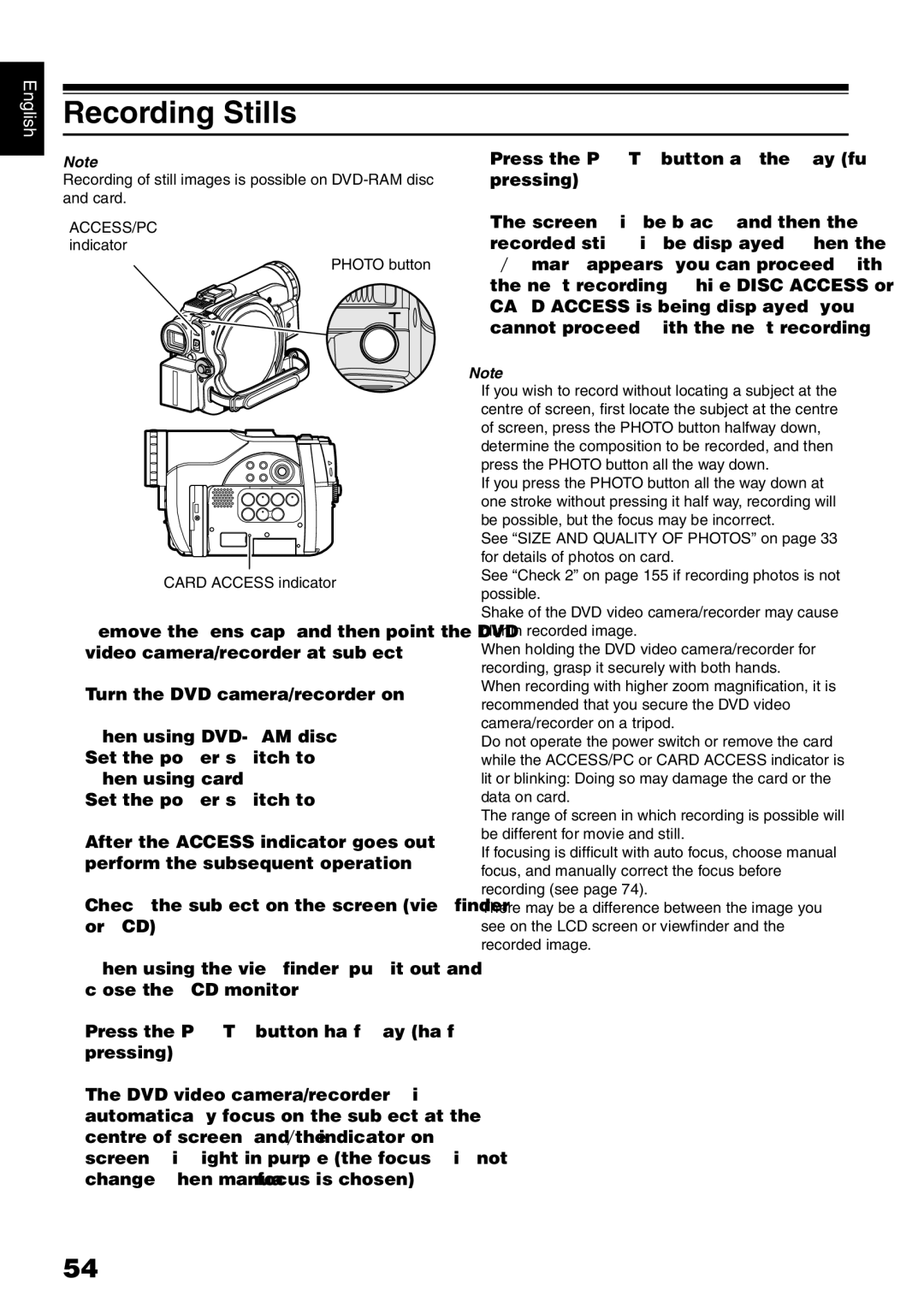 Hitachi DZ-MV780E, DZ-MV730E, DZ-MV750E, DZ-GX20E instruction manual Recording Stills 