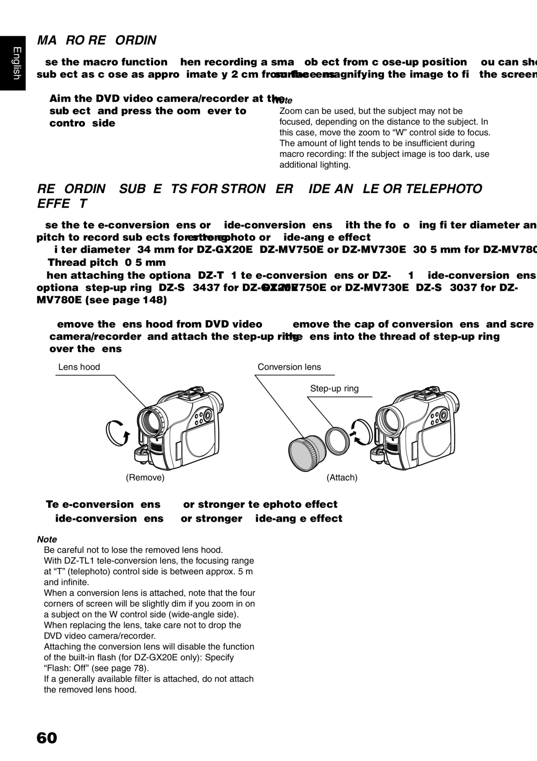 Hitachi DZ-MV730E, DZ-MV750E, DZ-MV780E, DZ-GX20E instruction manual Macro Recording 