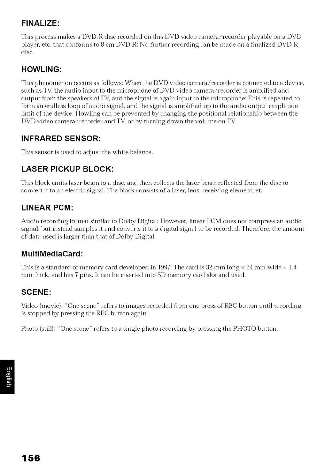 Hitachi DZ-MV780A instruction manual 156, This sensor is used to adjust the white balance, MultiMediaCard 