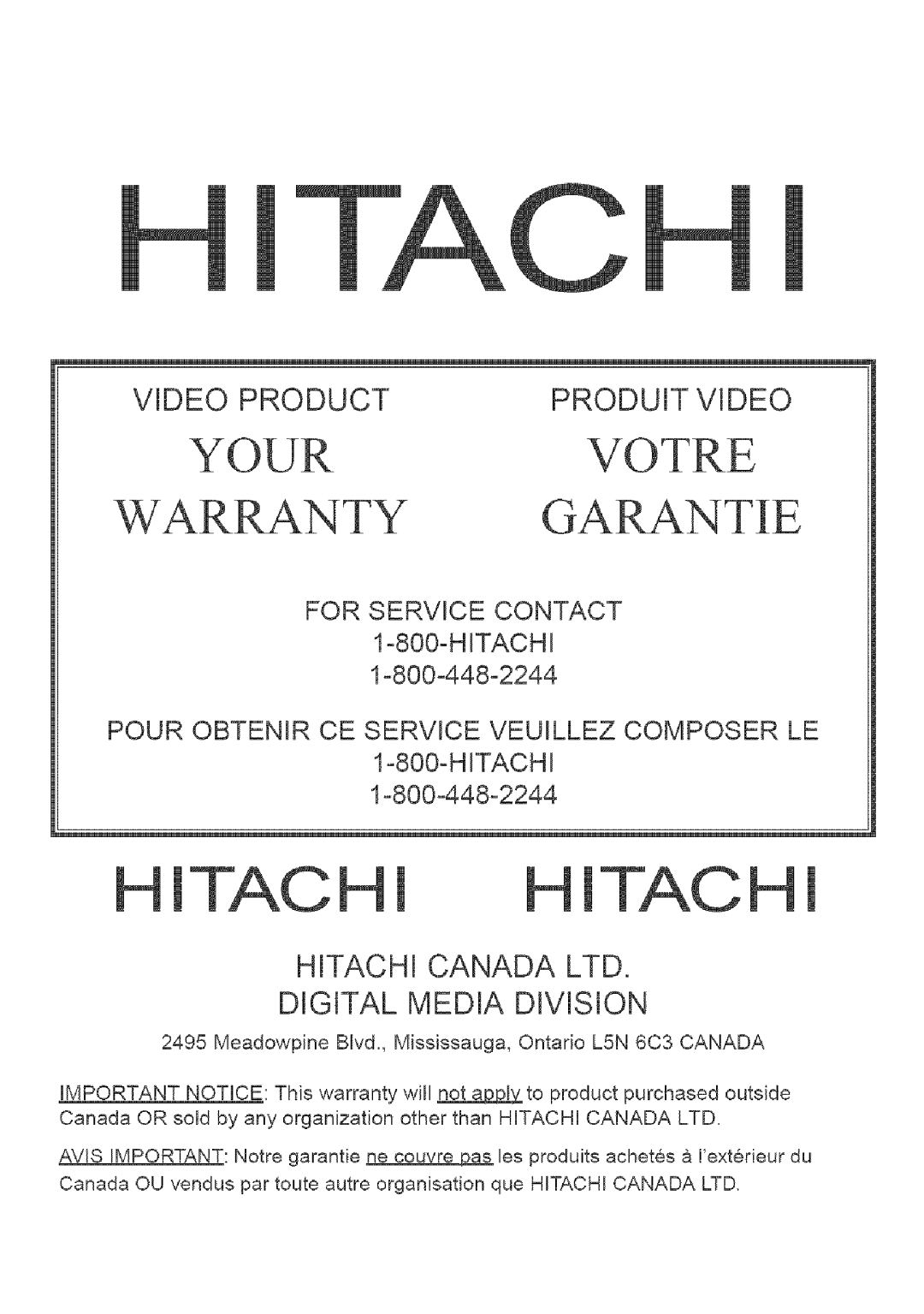 Hitachi DZ-MV780A instruction manual Hitachi Hitachi 