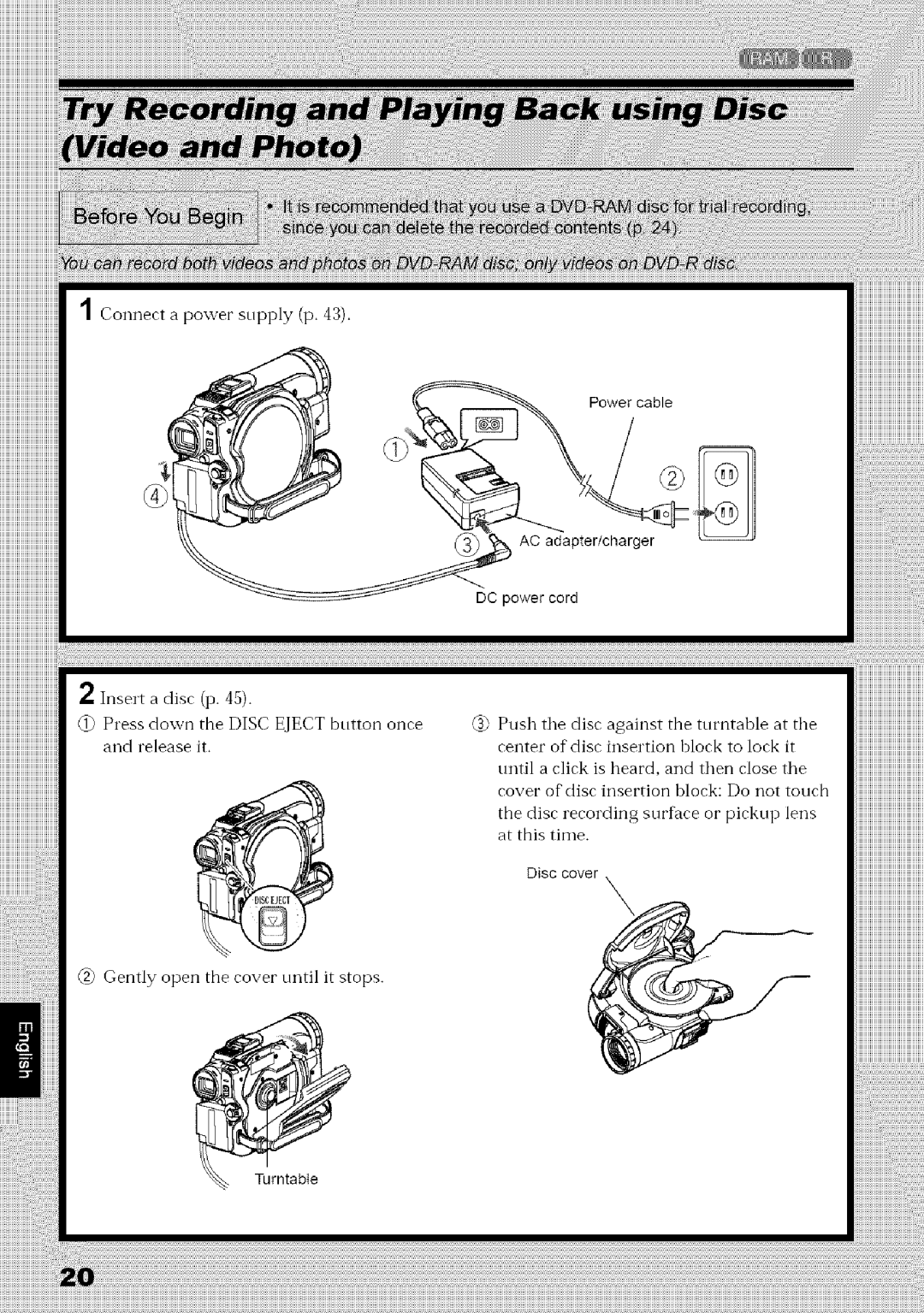 Hitachi DZ-MV780A instruction manual Power cable AC adapter/charger DC power cord 