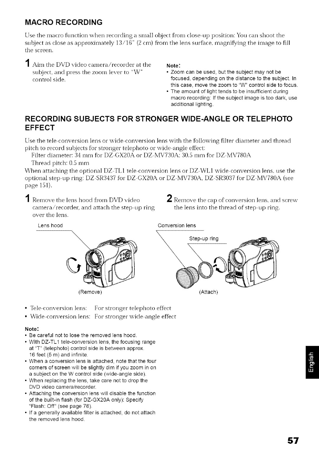 Hitachi DZ-MV780A instruction manual Macro Recording, Camera/recorder, Ring 