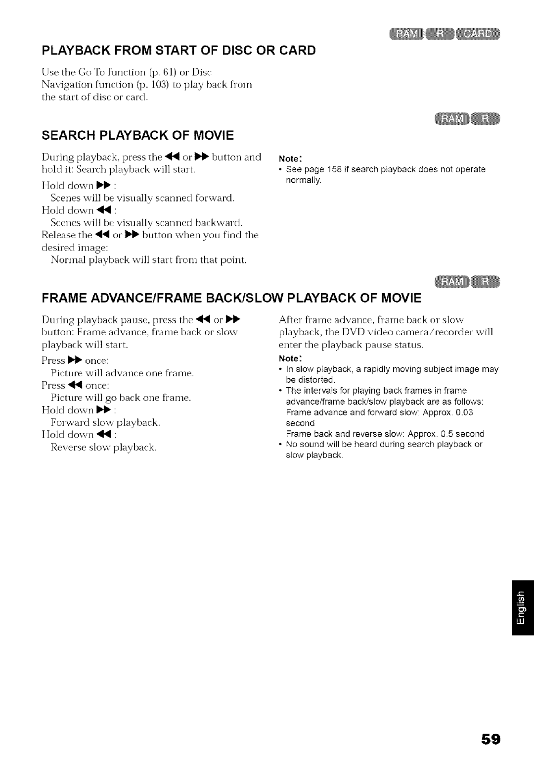 Hitachi DZ-MV780A instruction manual Search Playback of Movie, Frame ADVANCE/FRAME BACK/SLOW Playback of Movie 