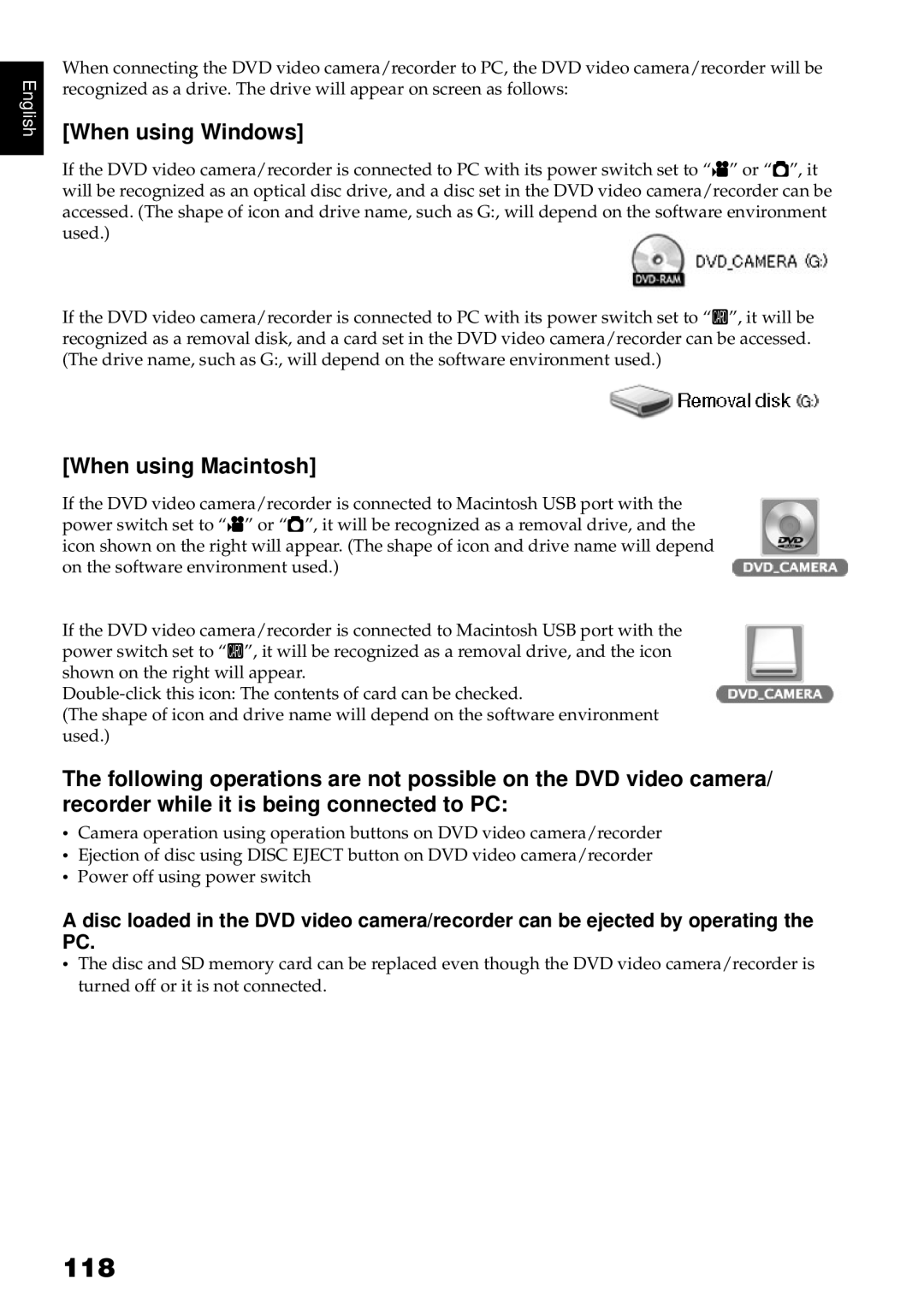 Hitachi DZBX35A instruction manual 118, When using Windows 