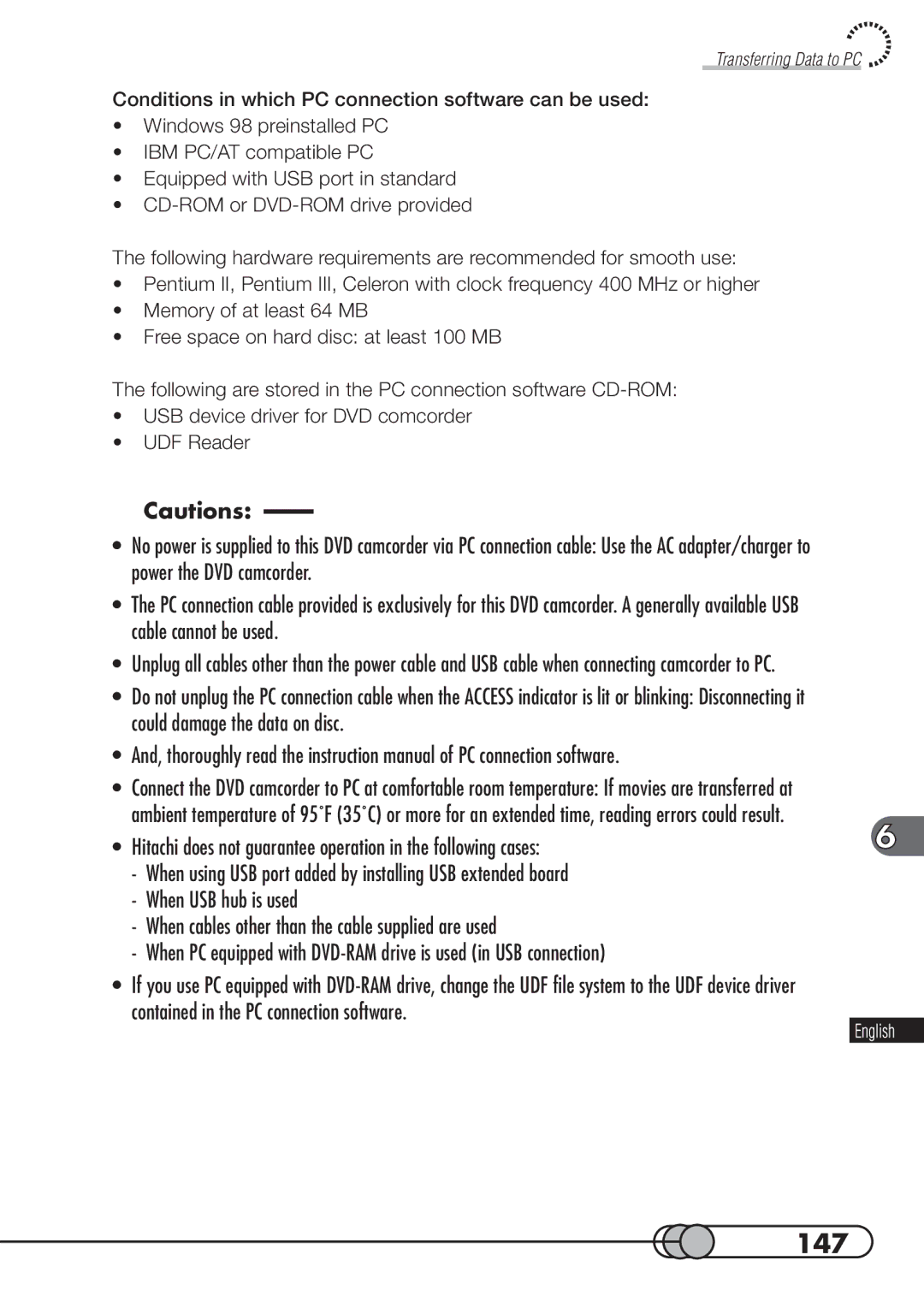 Hitachi DZMV100A instruction manual 147 