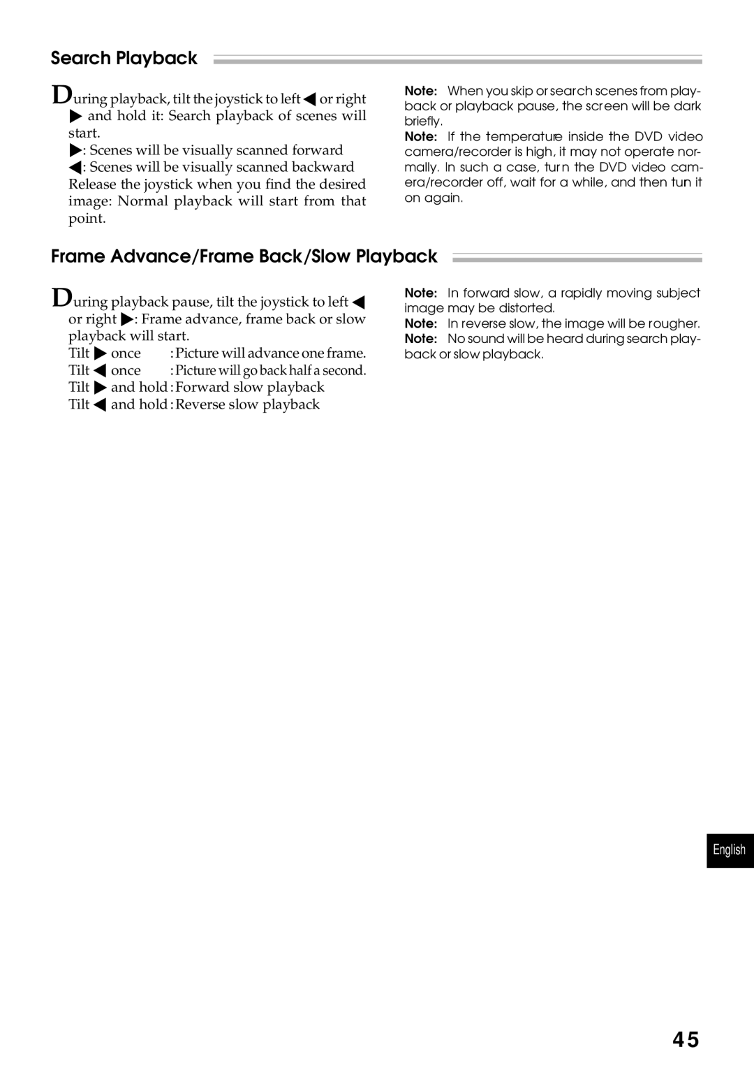 Hitachi DZMV200A, DZMV230A instruction manual Search Playback, Frame Advance/Frame Back/Slow Playback 