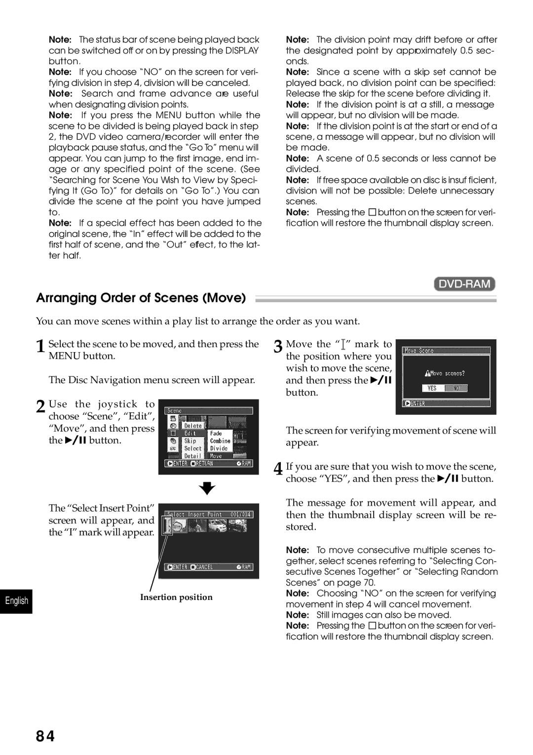 Hitachi DZMV230A, DZMV200A instruction manual Arranging Order of Scenes Move 