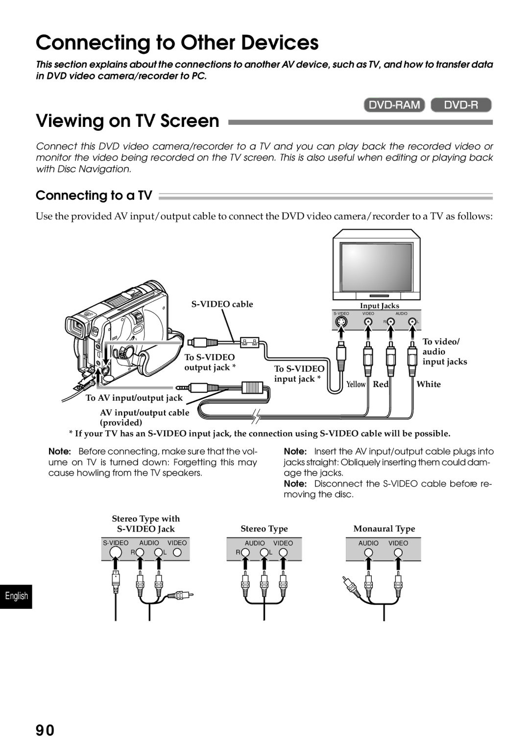 Hitachi DZMV230A, DZMV200A instruction manual Viewing on TV Screen, Connecting to a TV 