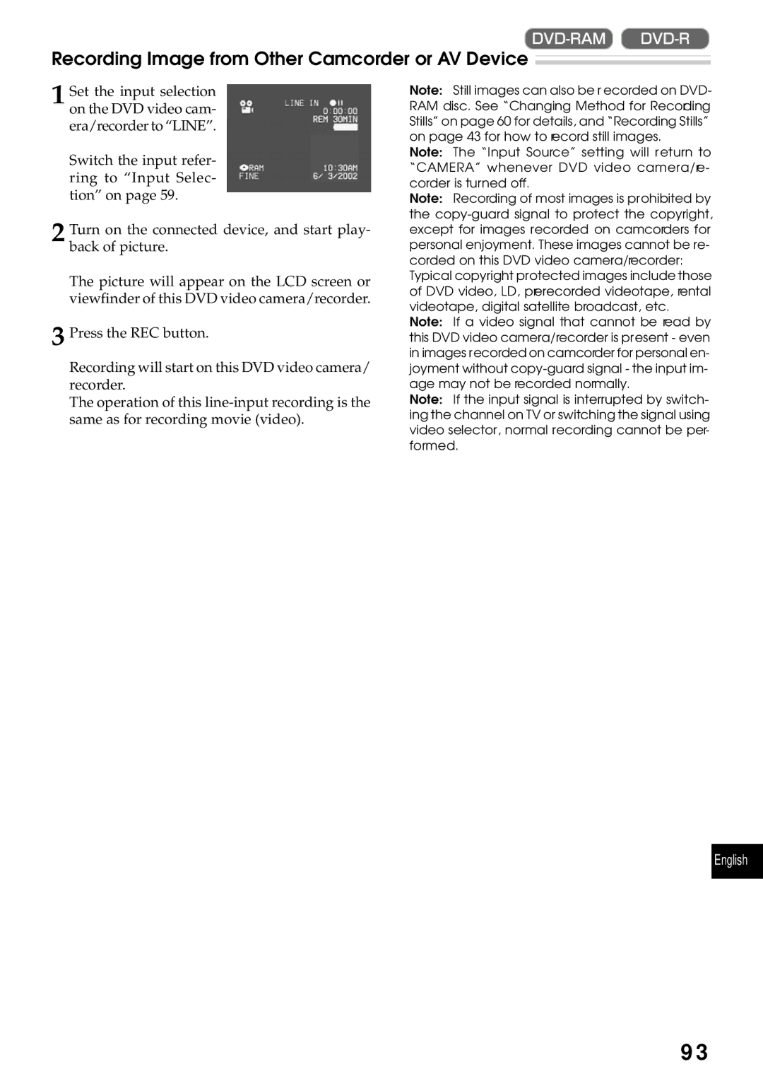 Hitachi DZMV270A instruction manual Recording Image from Other Camcorder or AV Device 