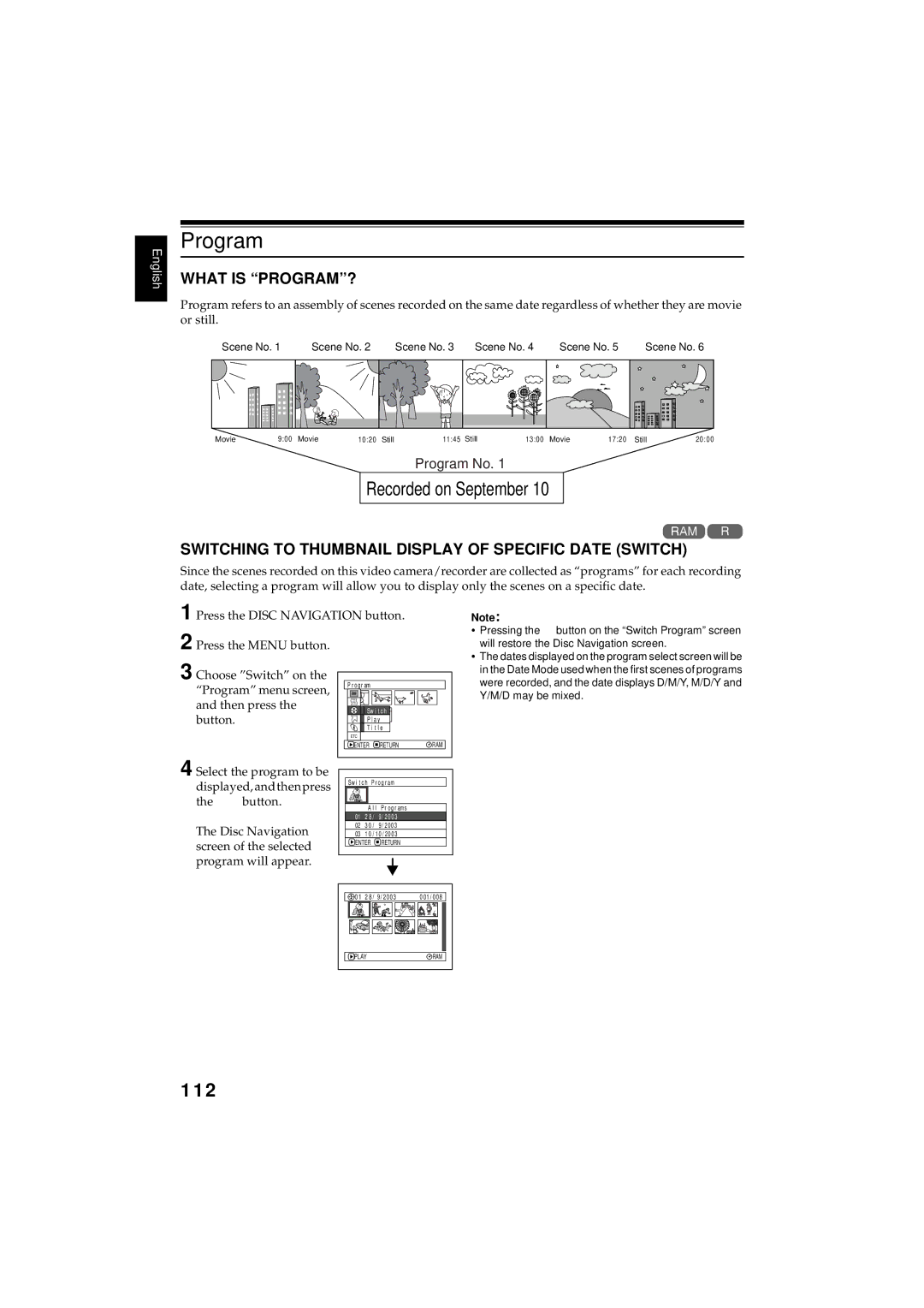 Hitachi DZMV380E, DZMV350E instruction manual Program, Recorded on September, 112, What is PROGRAM? 