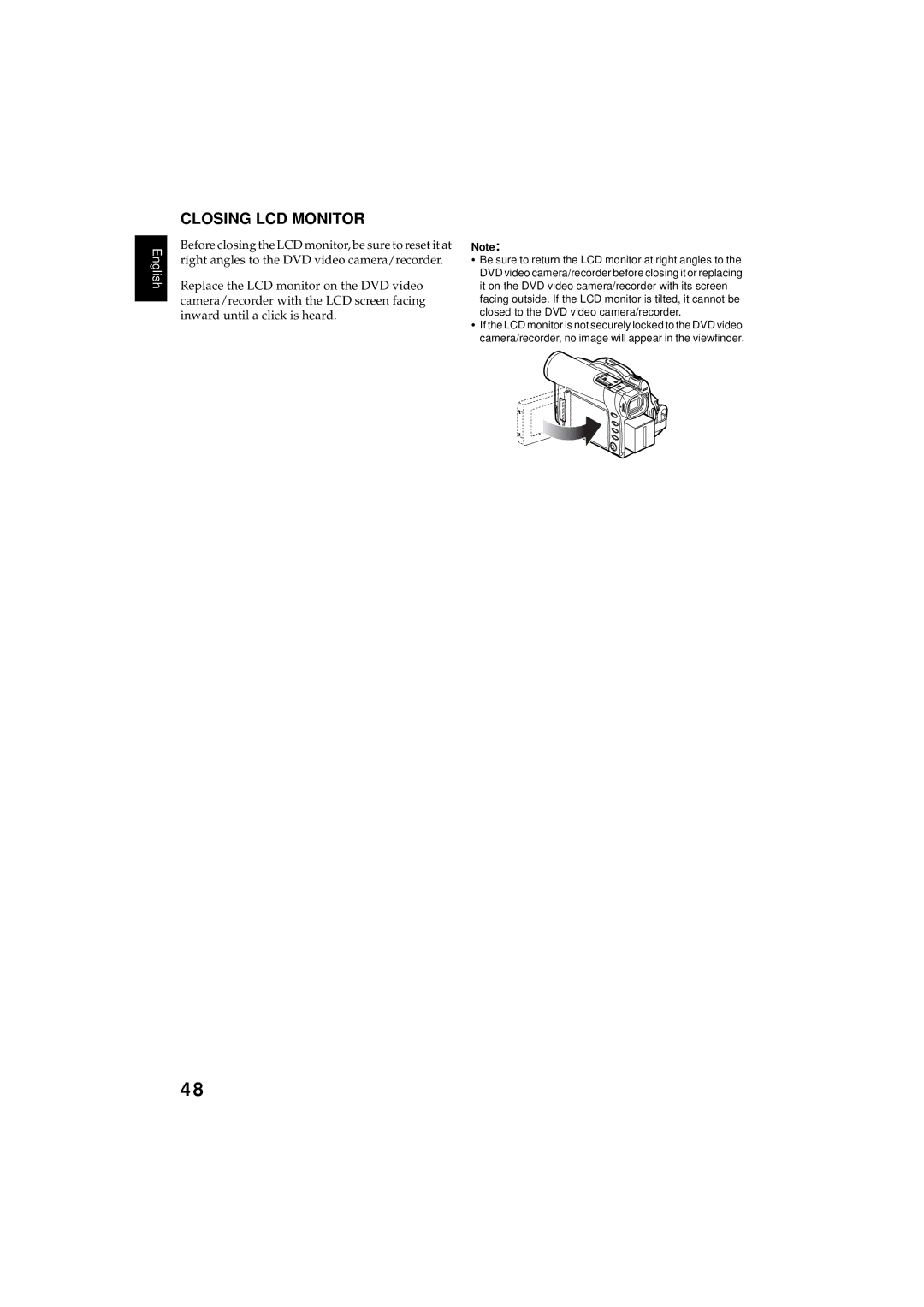 Hitachi DZMV380E, DZMV350E instruction manual Closing LCD Monitor 