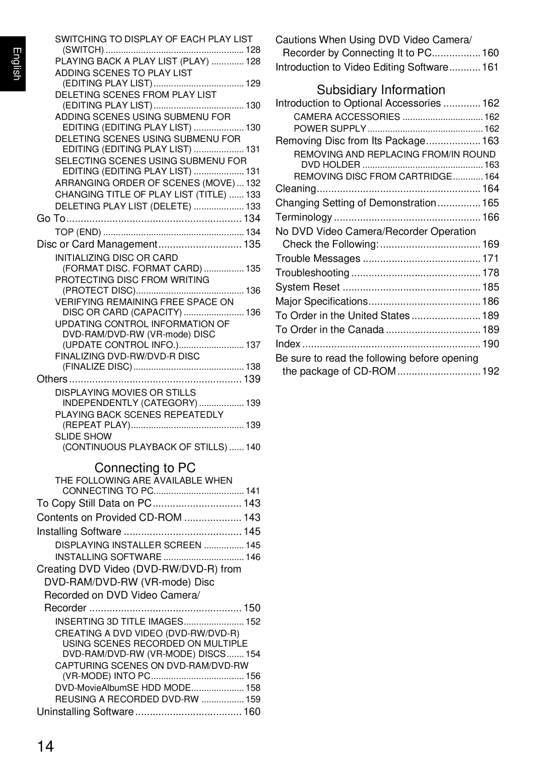 Hitachi DZMV780MA, DZMV750MA, DZ-BX31A, DZGX20MA instruction manual Connecting to PC, Subsidiary Information 