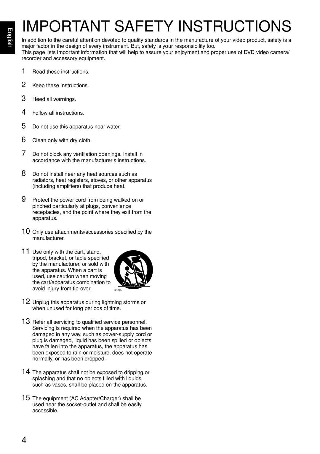 Hitachi DZMV750MA, DZ-BX31A, DZMV780MA, DZGX20MA instruction manual Important Safety Instructions 