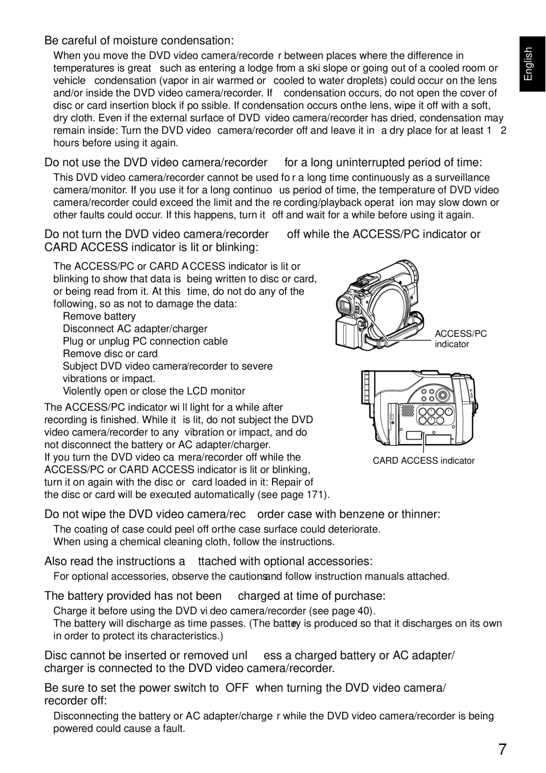 Hitachi DZGX20MA, DZMV750MA, DZ-BX31A, DZMV780MA instruction manual Be careful of moisture condensation 