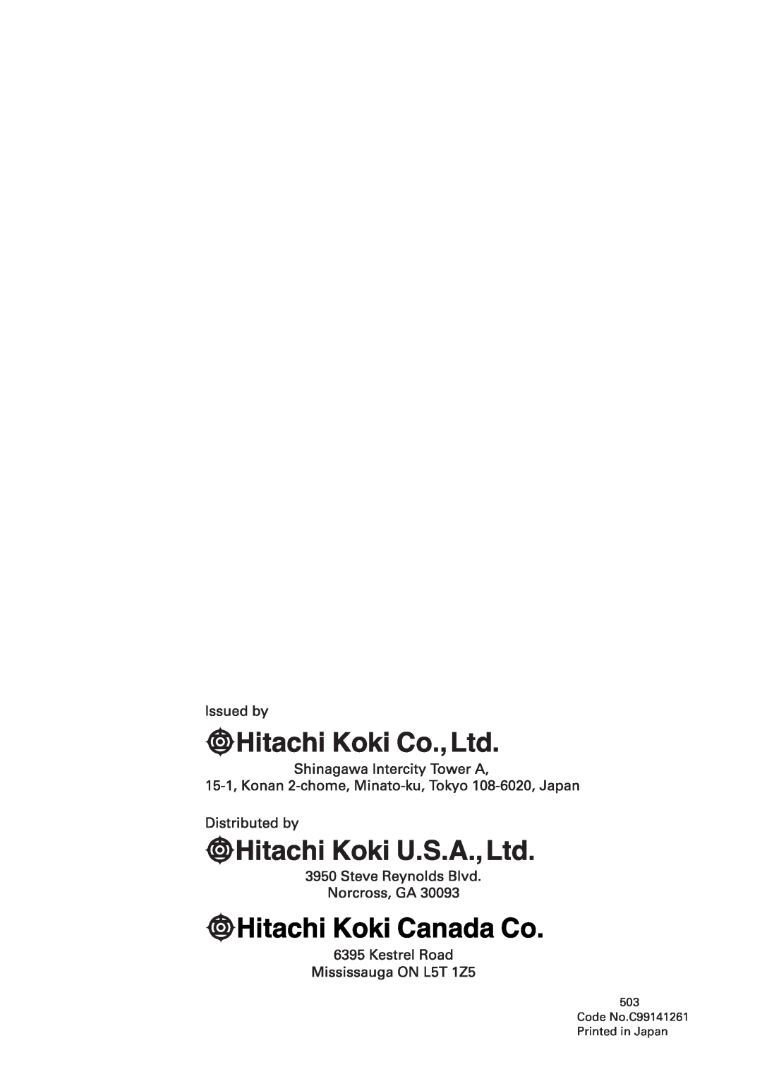Hitachi E43 instruction manual 