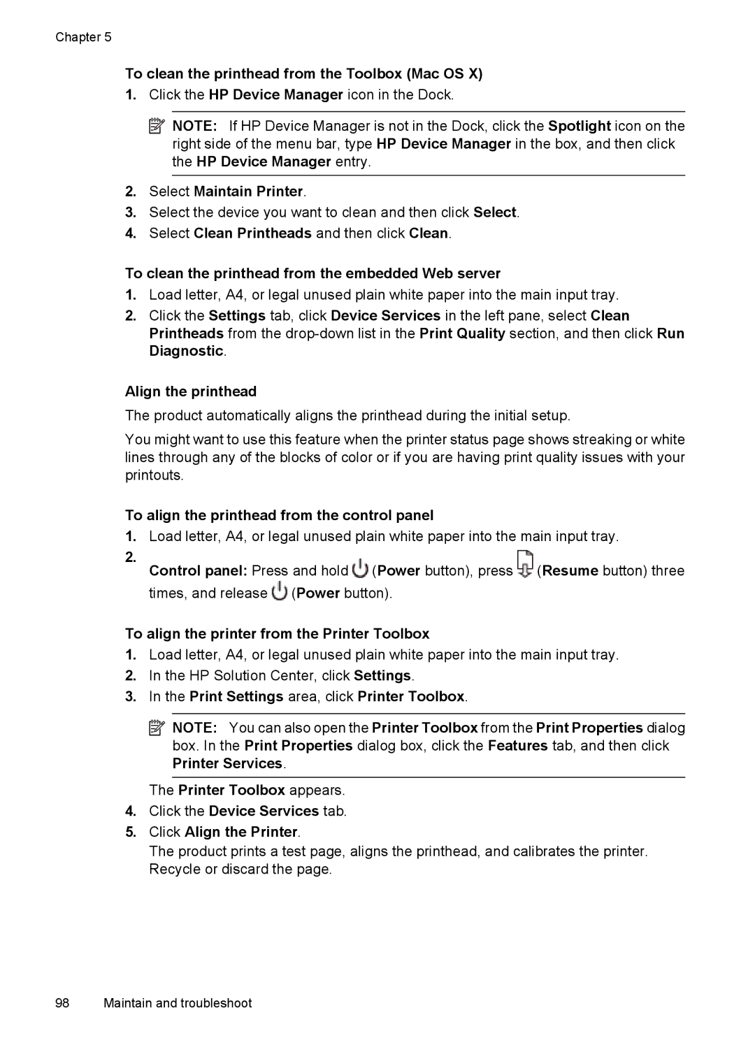 Hitachi E609 manual To clean the printhead from the Toolbox Mac OS, To clean the printhead from the embedded Web server 