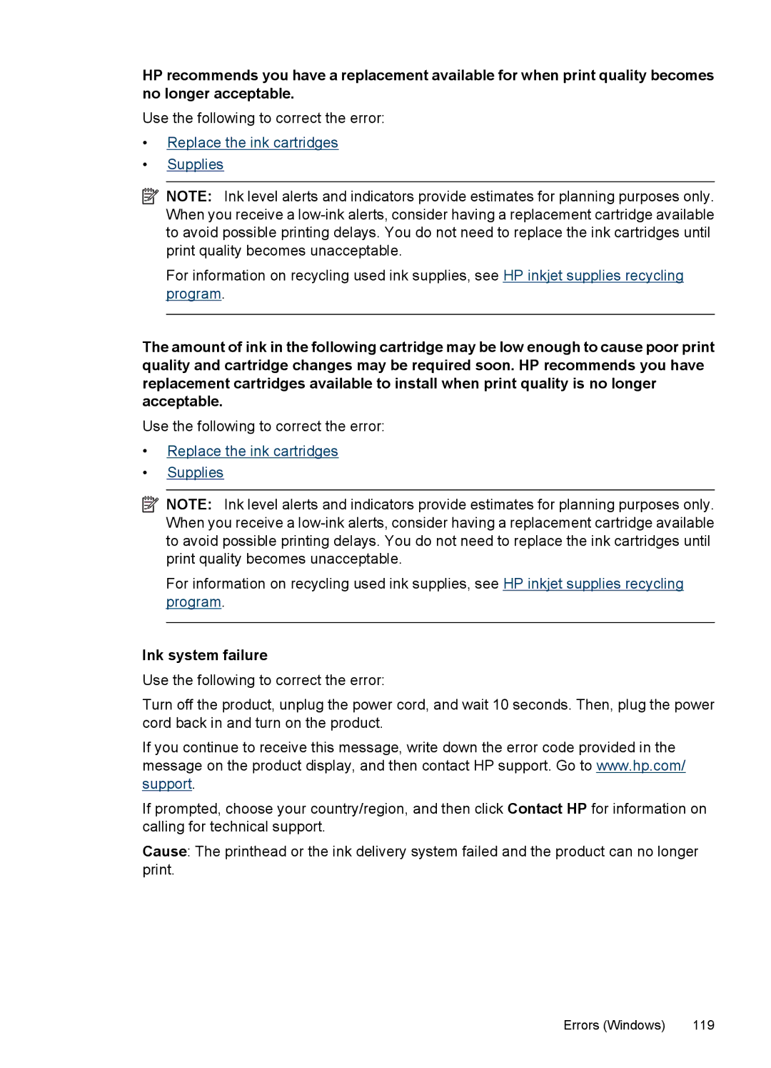 Hitachi C9295A#B1H, E609 manual Ink system failure 