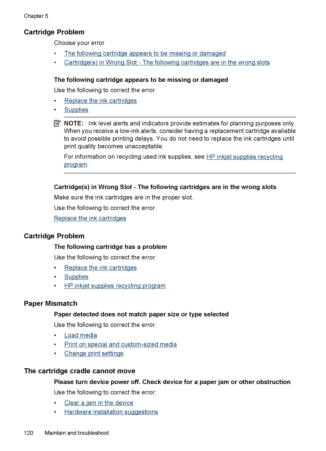 Hitachi E609, C9295A#B1H manual Cartridge Problem, Paper Mismatch, Cartridge cradle cannot move 