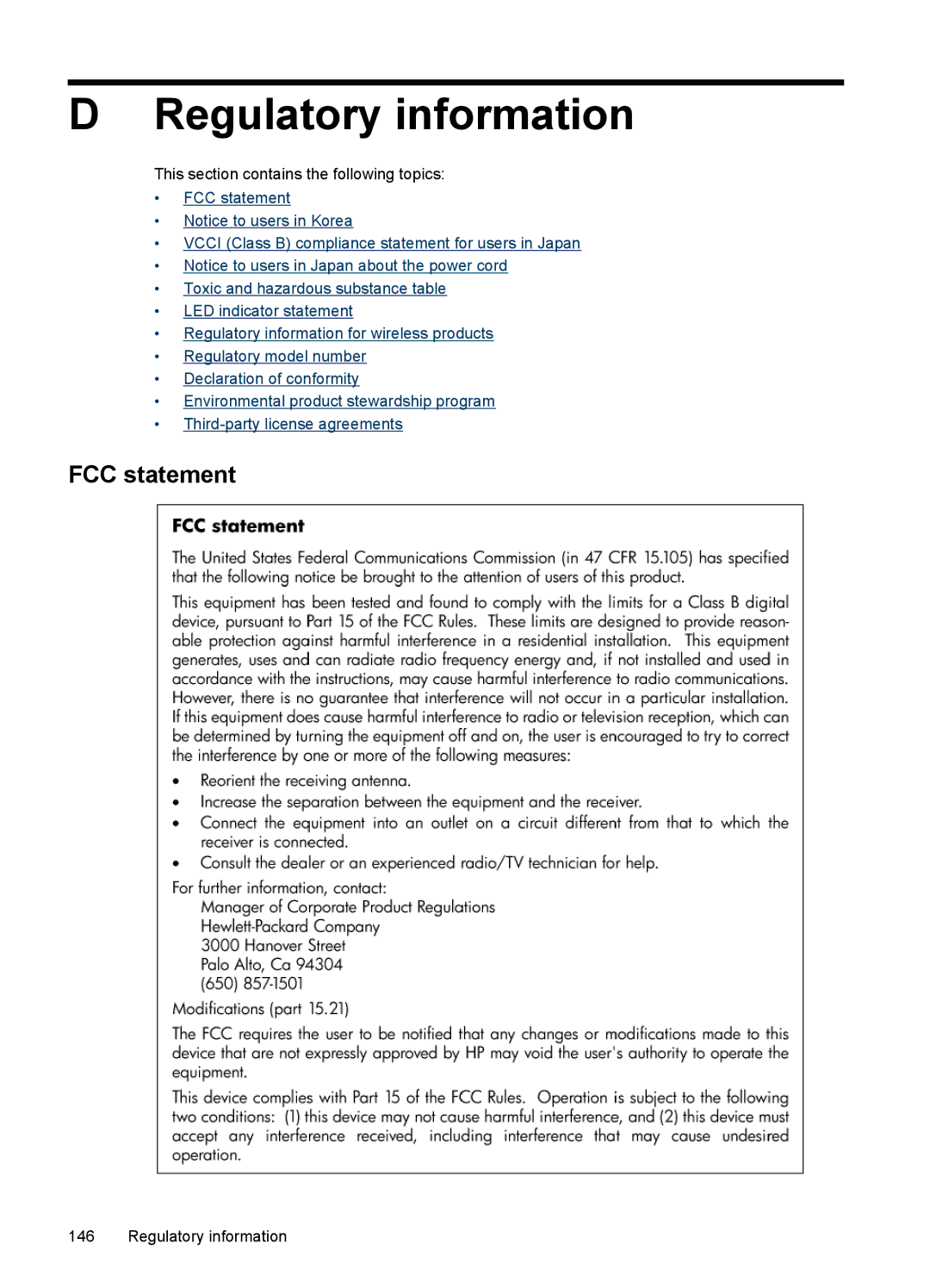 Hitachi E609, C9295A#B1H manual Regulatory information, FCC statement 