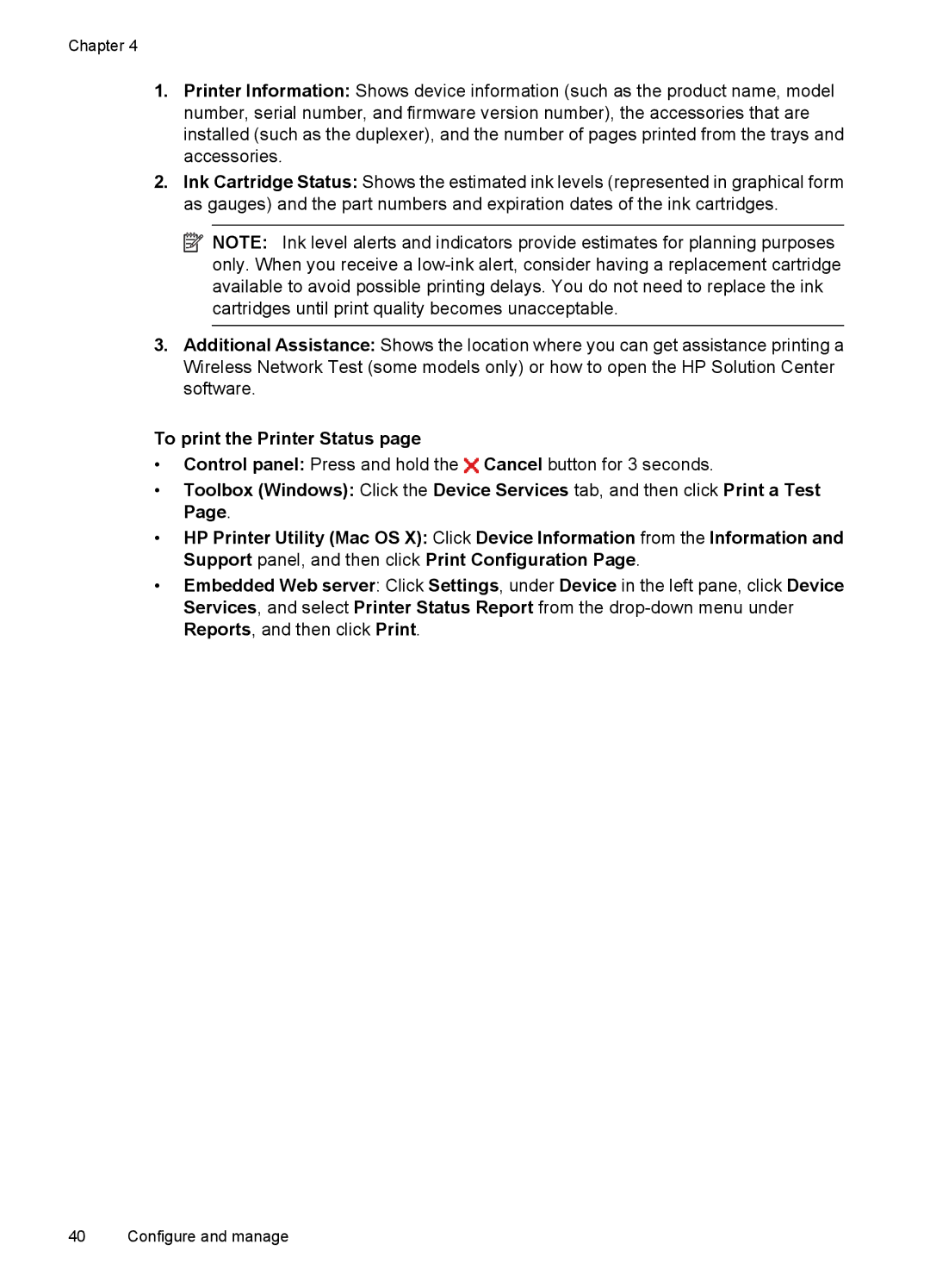 Hitachi E609, C9295A#B1H manual To print the Printer Status 