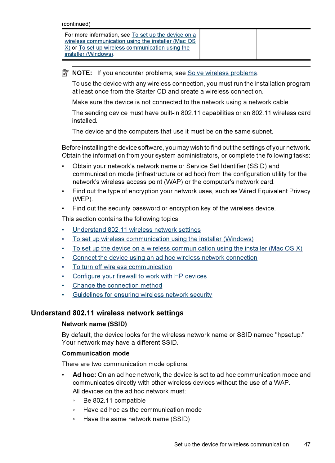 Hitachi C9295A#B1H, E609 manual Understand 802.11 wireless network settings, Network name Ssid, Communication mode 